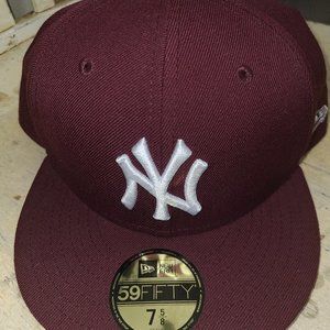 Burgundy Yankee Caps